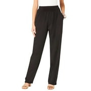 Dasayo Casual Pants for Womens Elastic Waist Solid Trousers with Pockets Plus Size Straight Leg Slacks